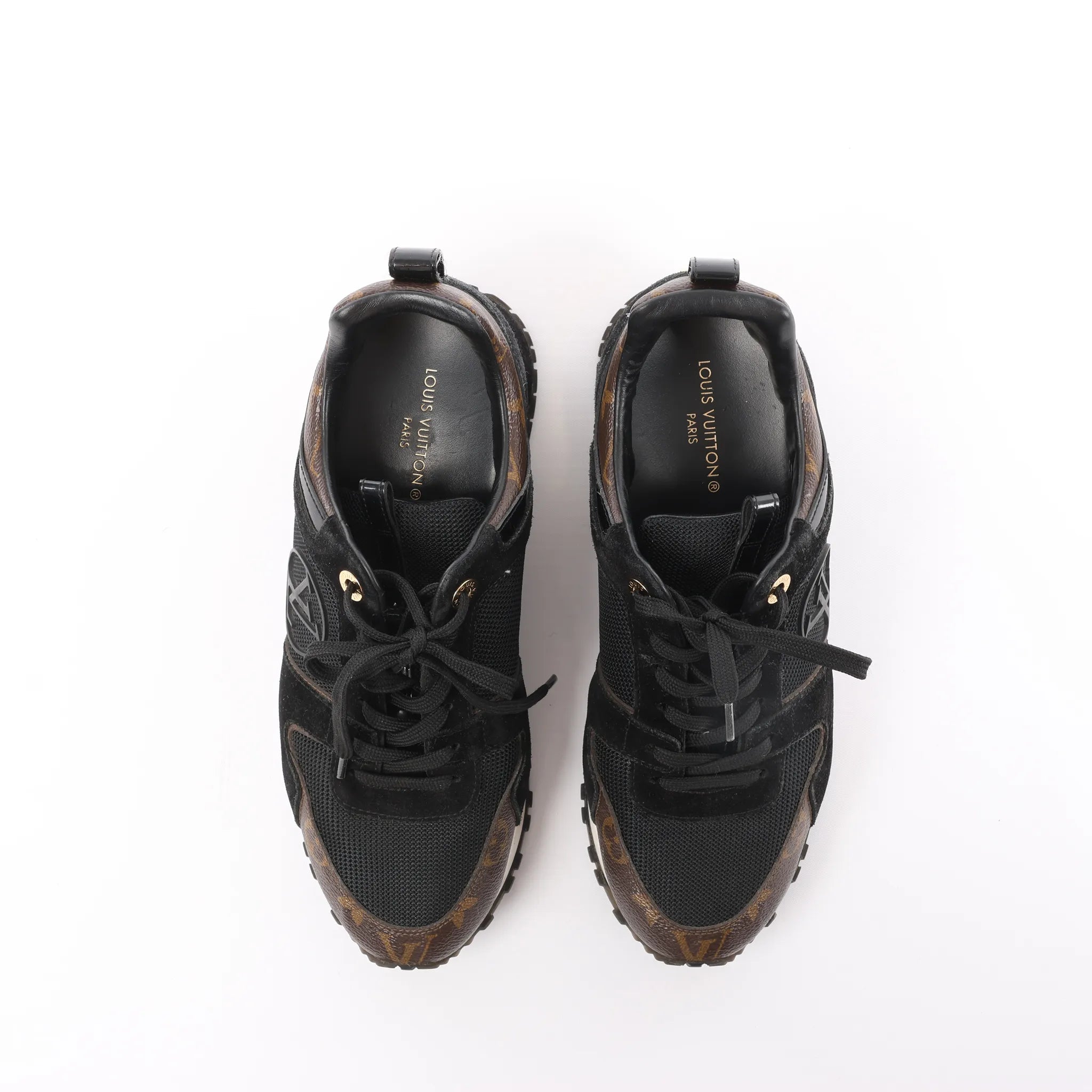 Louis Vuitton Runaway line 21 years Mesh x Leather Sneakers in Black GO0281, Size 39