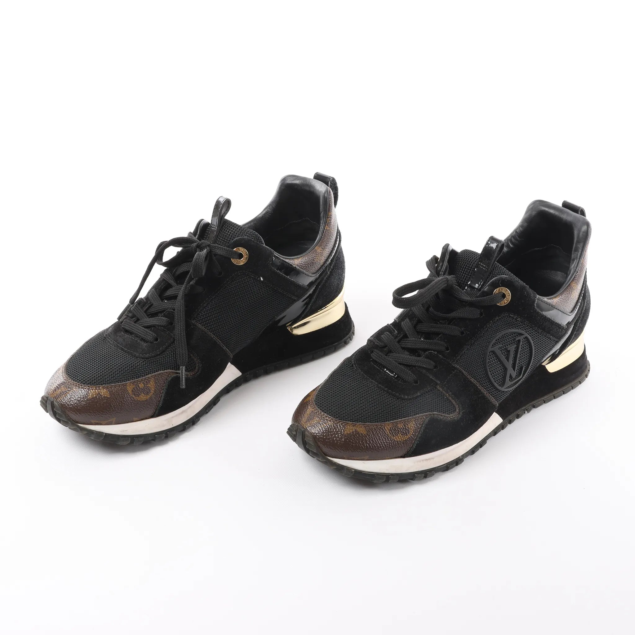 Louis Vuitton Runaway line 21 years Mesh x Leather Sneakers in Black GO0281, Size 39