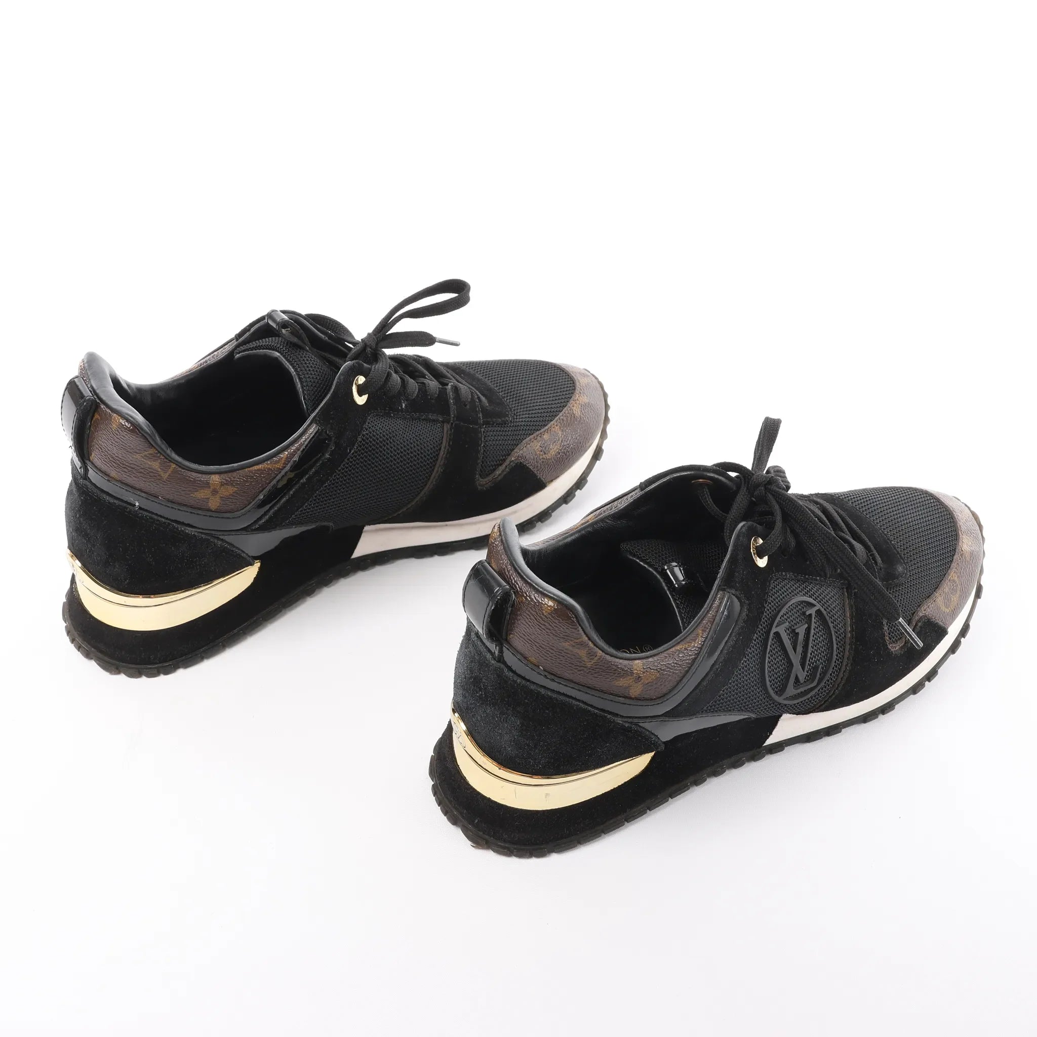 Louis Vuitton Runaway line 21 years Mesh x Leather Sneakers in Black GO0281, Size 39