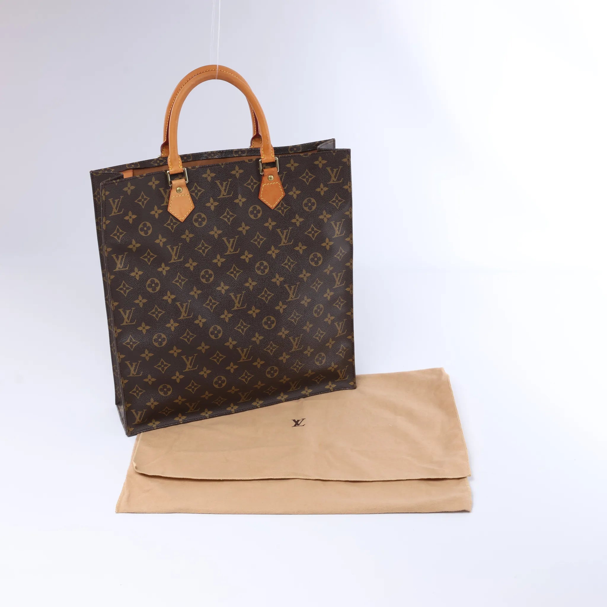 Louis Vuitton Sac Plat Monogram Canvas Handbag in Brown