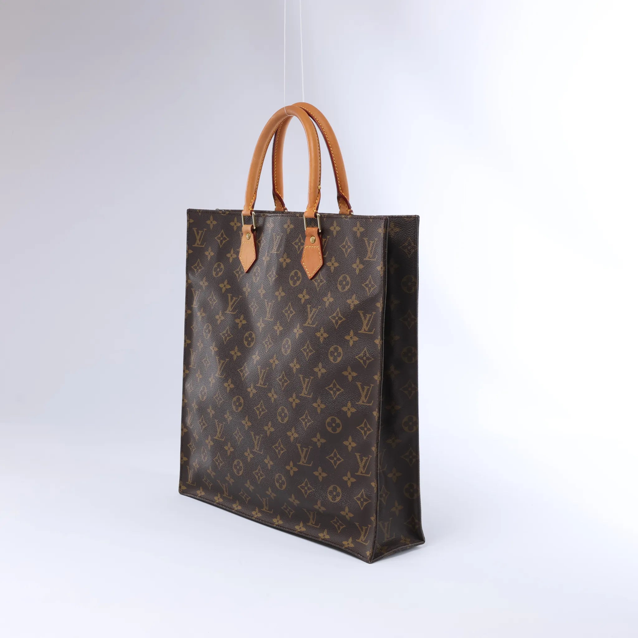 Louis Vuitton Sac Plat Monogram Canvas Handbag in Brown