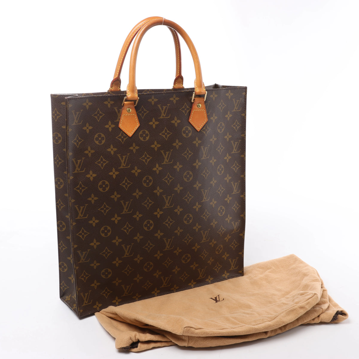 Louis Vuitton Sac Plat Monogram Handbag in Brown M51140