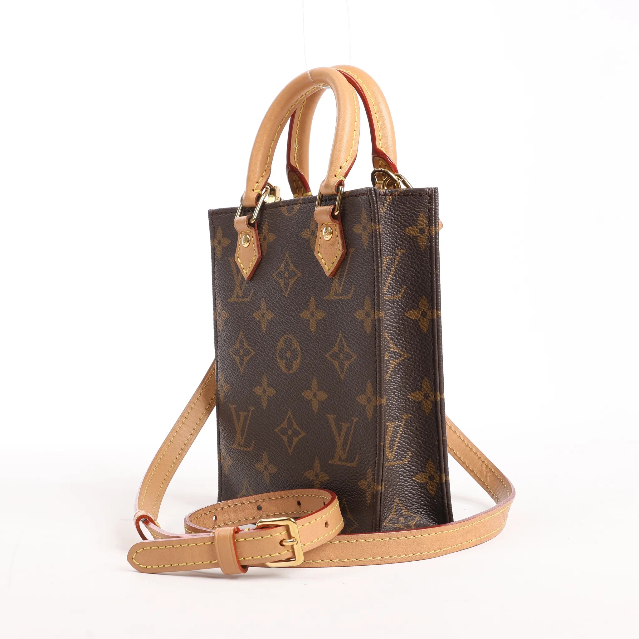 Louis Vuitton Sac Plat Petit Monogram Canvas 2Way Handbag in Brown M69442
