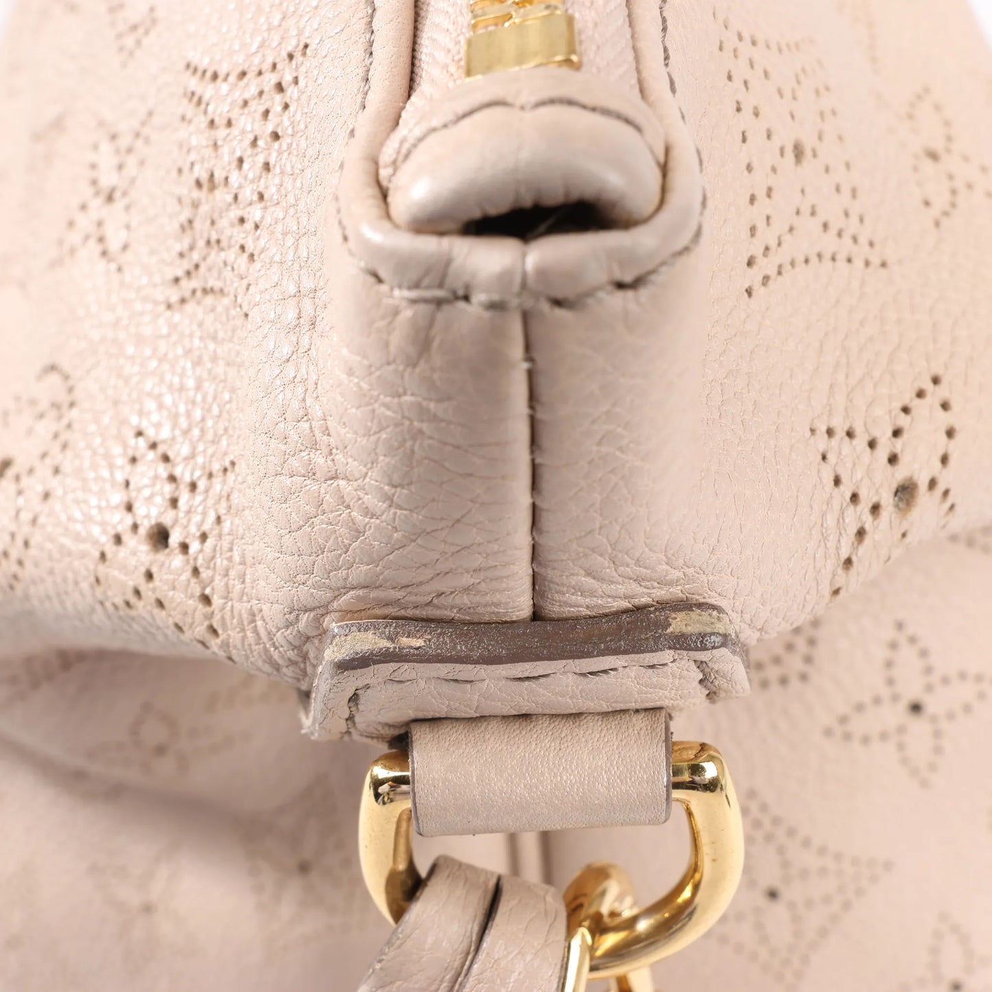 Louis Vuitton Selene MM Monogram Mahina Leather Shoulder Bag in Beige M97141