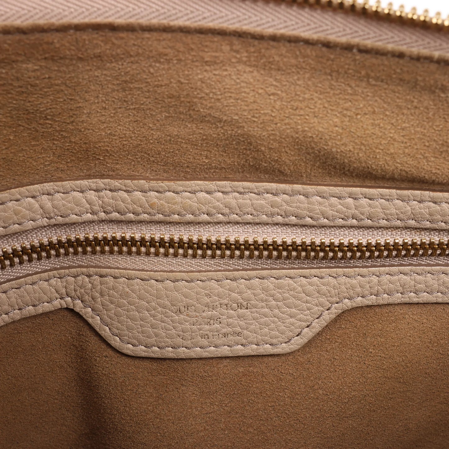 Louis Vuitton Selene MM Monogram Mahina Leather Shoulder Bag in Beige M97141