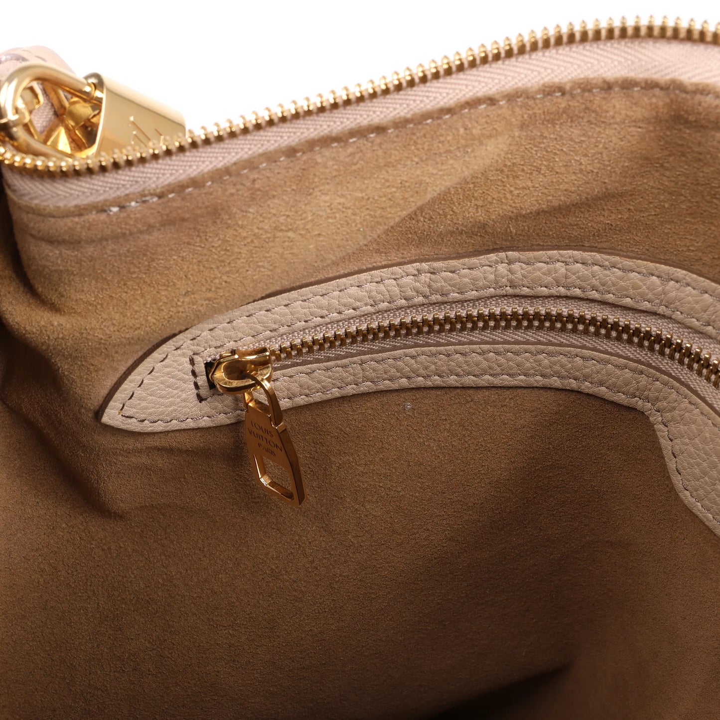 Louis Vuitton Selene MM Monogram Mahina Leather Shoulder Bag in Beige M97141