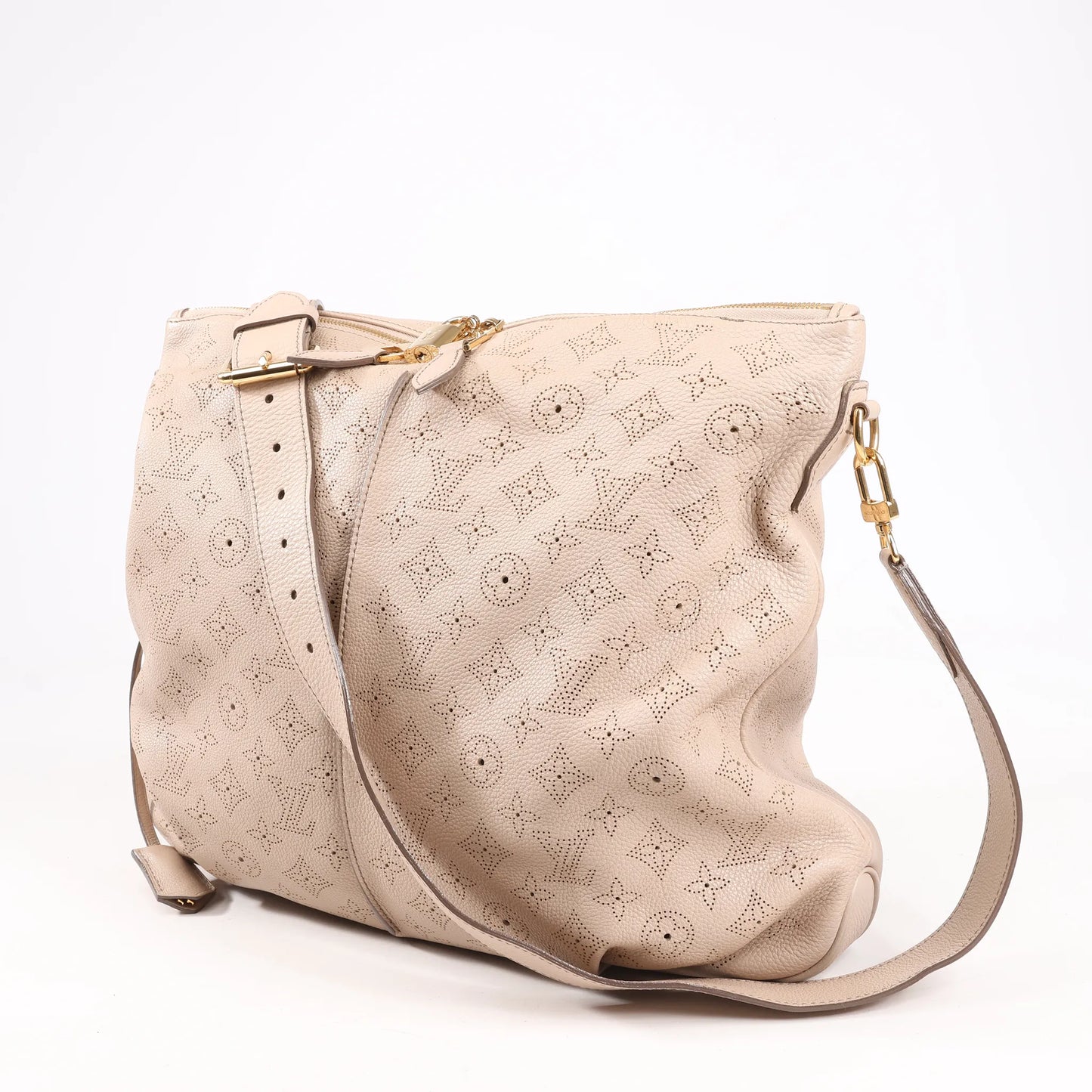 Louis Vuitton Selene MM Monogram Mahina Leather Shoulder Bag in Beige M97141
