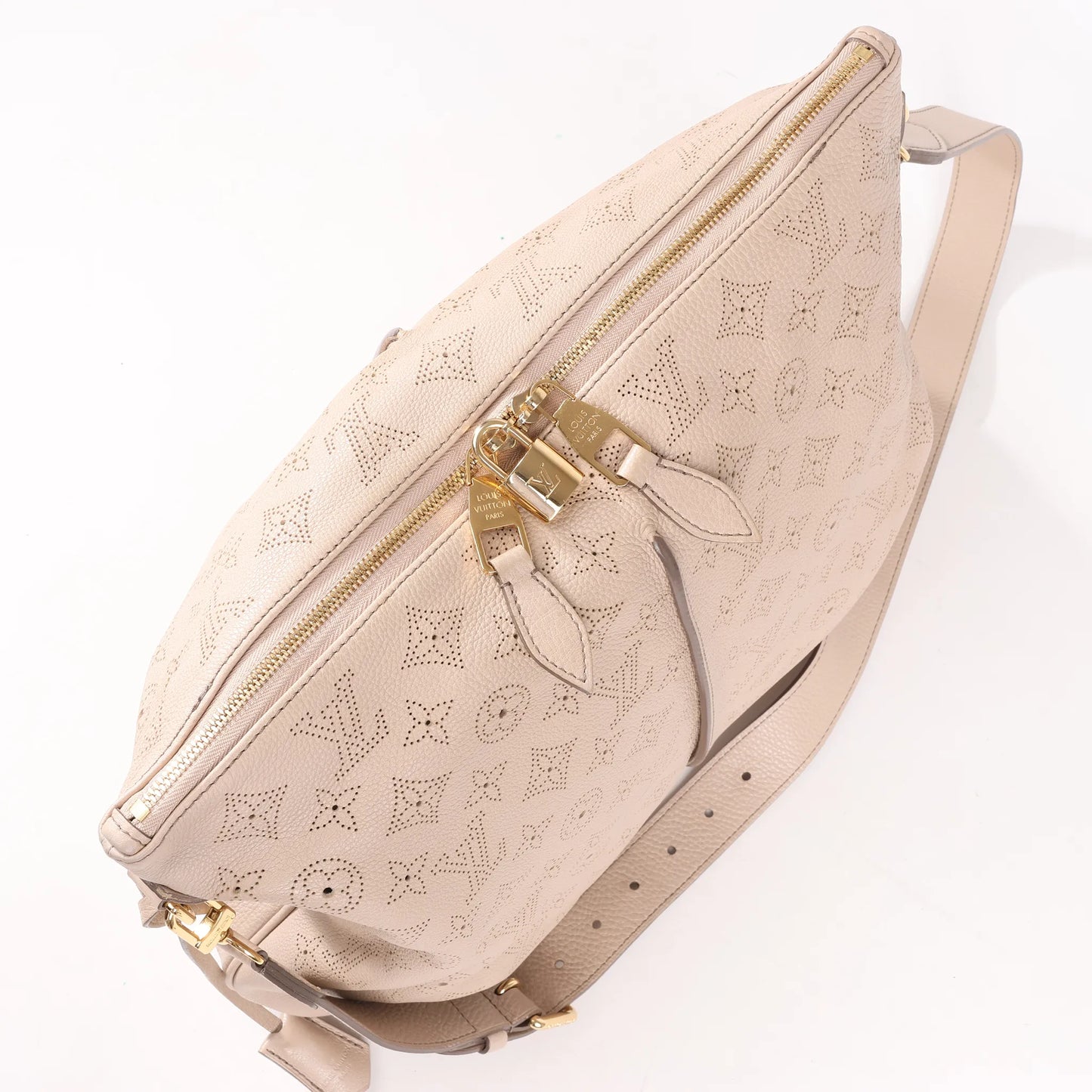 Louis Vuitton Selene MM Monogram Mahina Leather Shoulder Bag in Beige M97141