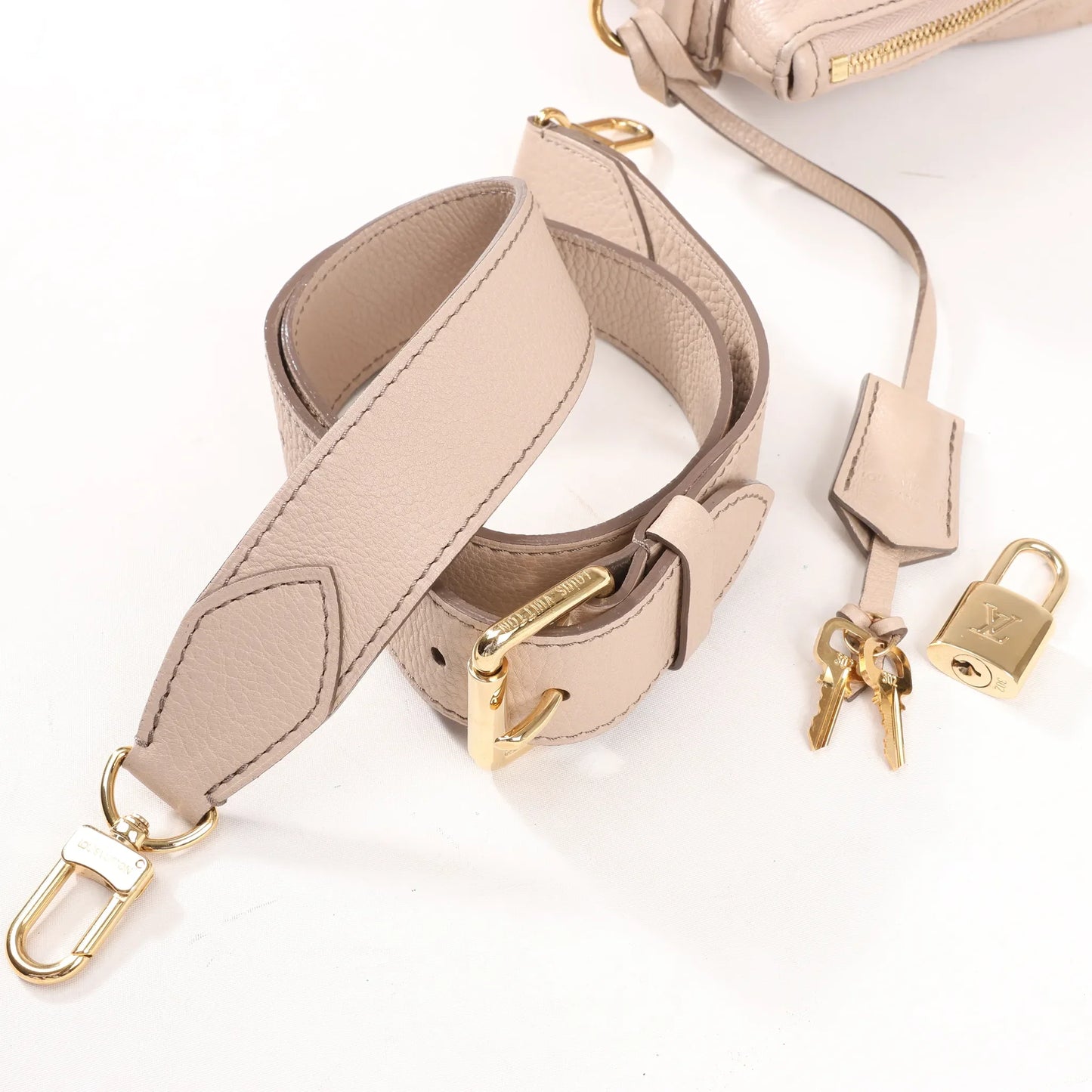 Louis Vuitton Selene MM Monogram Mahina Leather Shoulder Bag in Beige M97141