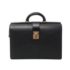 Louis Vuitton Serviette Fermoir Epi leather briefcase with textured finish, rounded top handle and gold-tone push-lock closure.
