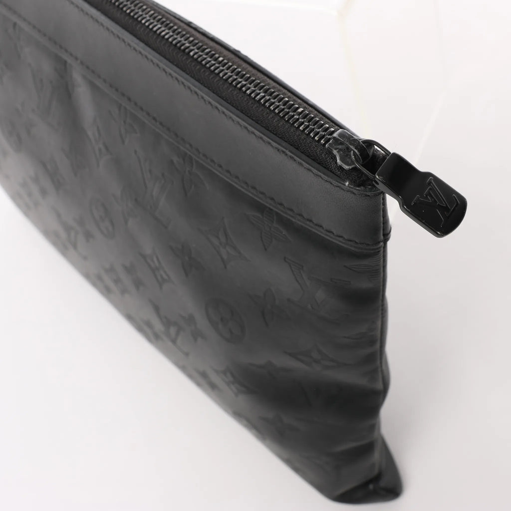 Louis Vuitton Pochette Discovery Monogram Shadow Clutch in Black M62903
