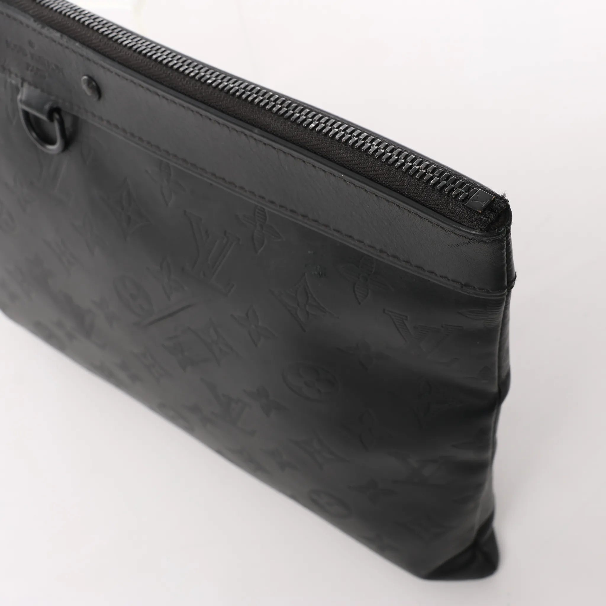 Louis Vuitton Pochette Discovery Monogram Shadow Clutch in Black M62903