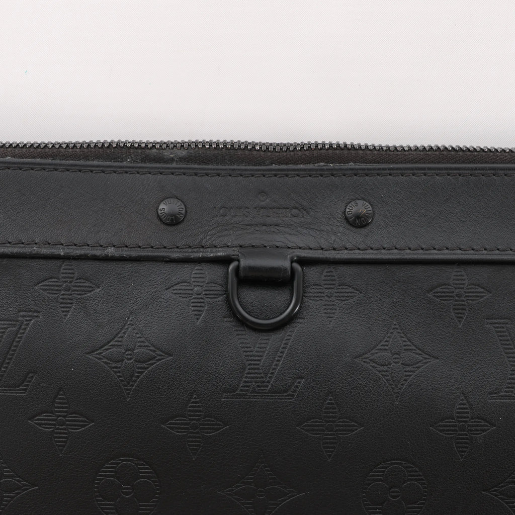 Louis Vuitton Pochette Discovery Monogram Shadow Clutch in Black M62903