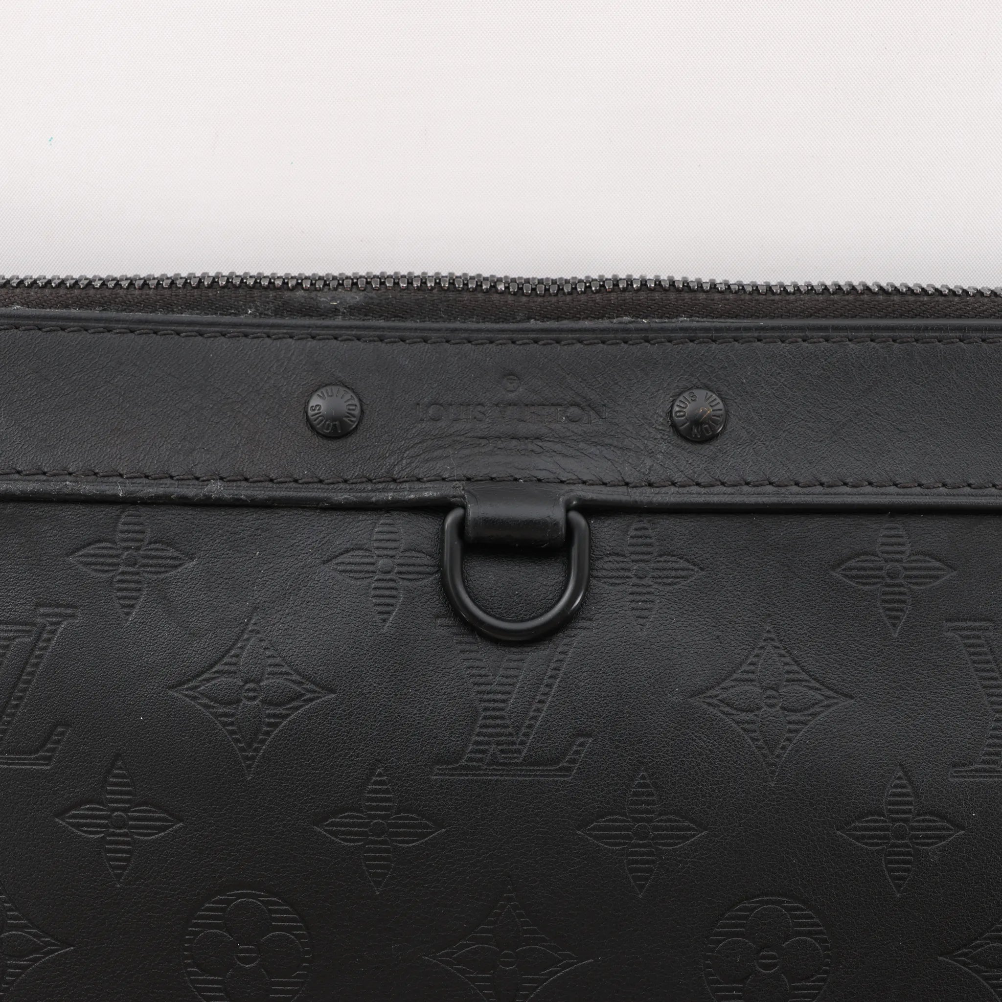 Louis Vuitton Pochette Discovery Monogram Shadow Clutch in Black M62903