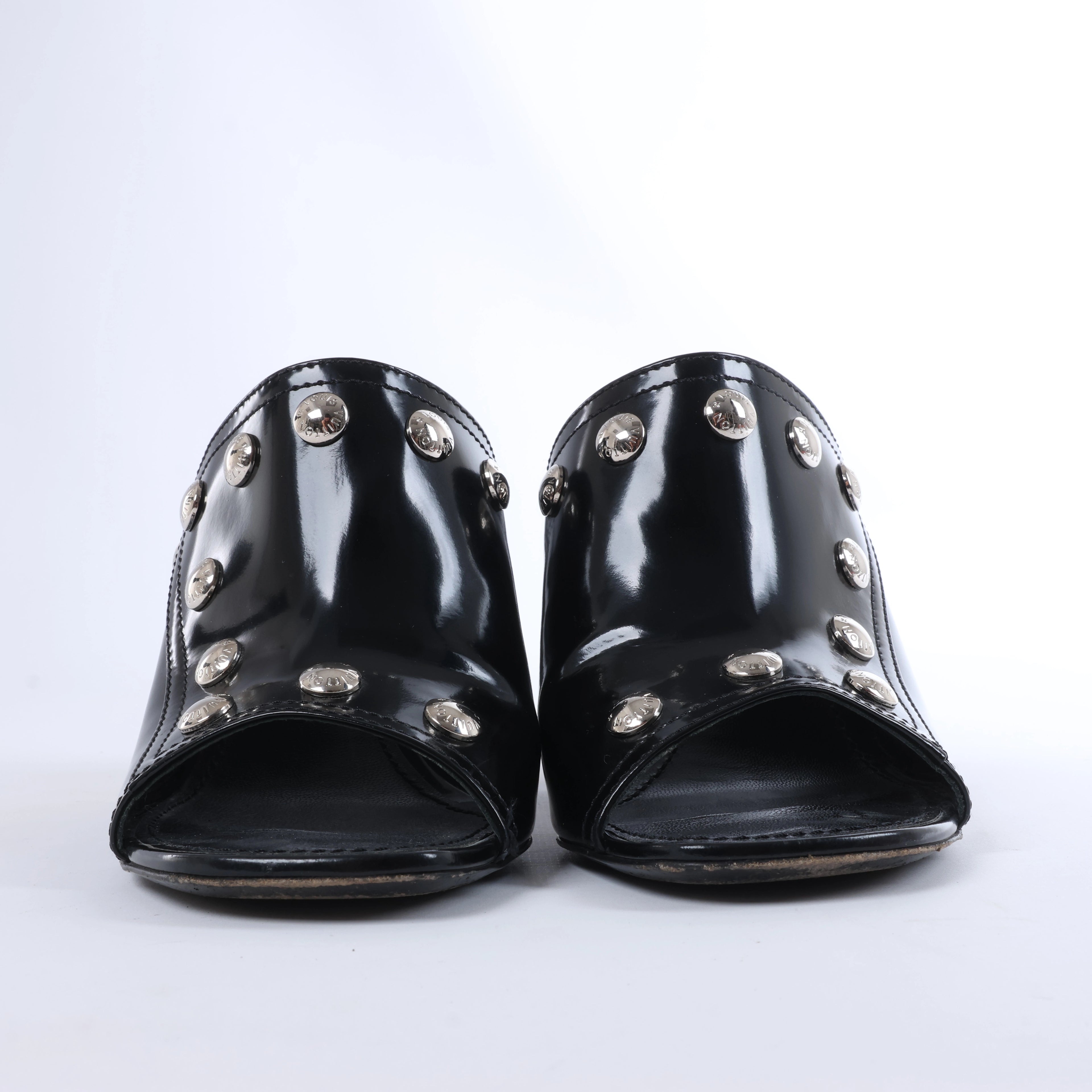 Louis Vuitton Silhouette Patent Mules in Black BR1211, Size EU 37
