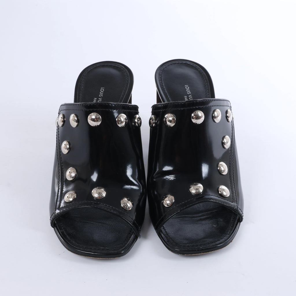 Louis Vuitton Silhouette Patent Mules in Black BR1211, Size EU 37