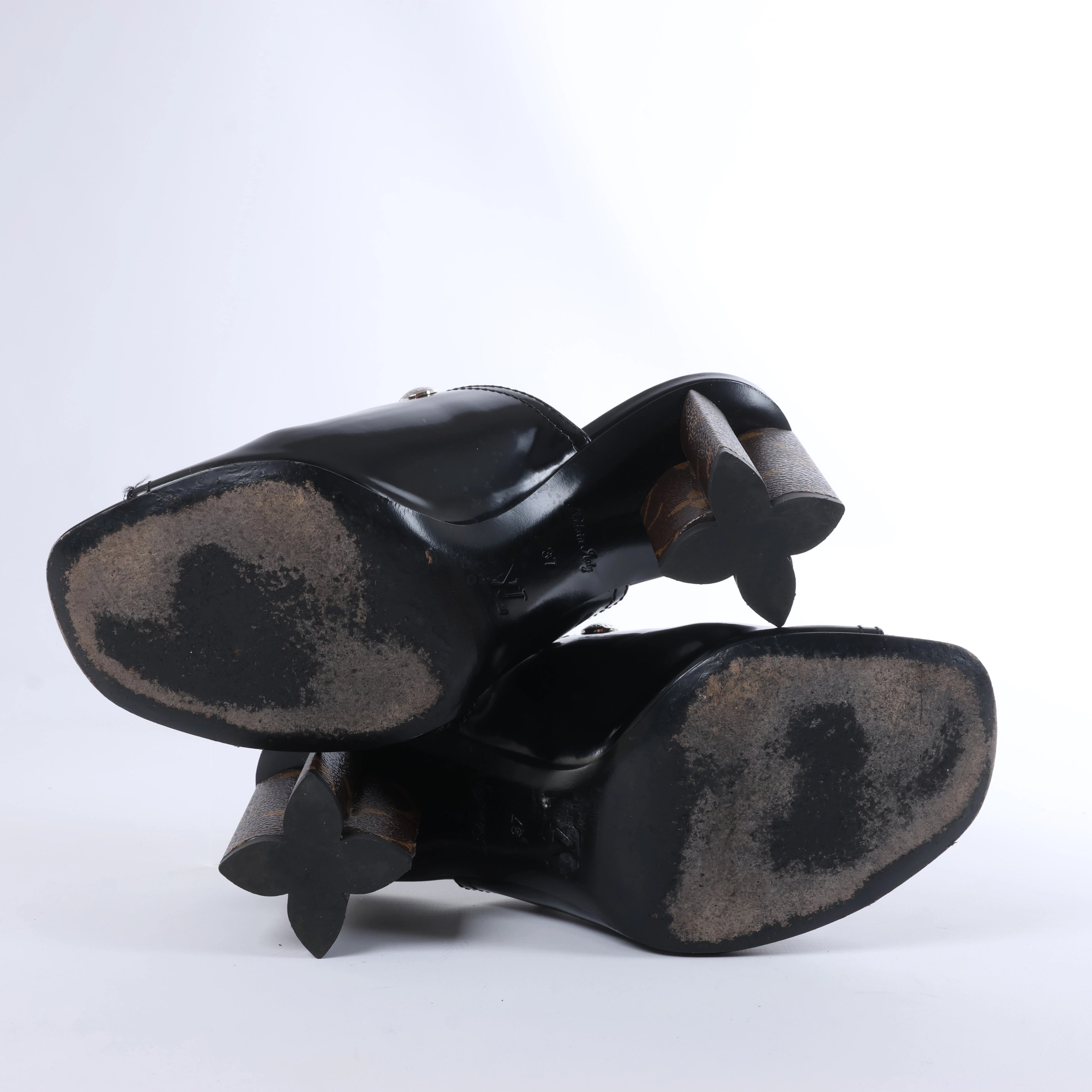 Louis Vuitton Silhouette Patent Mules in Black BR1211, Size EU 37