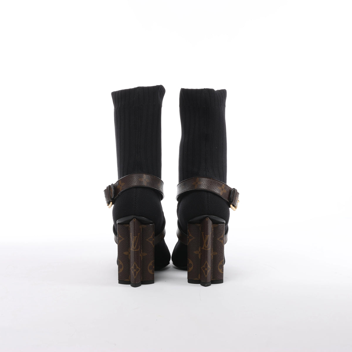 Botines Louis Vuitton Silhouette Lines de charol en negro BR0137, talla 37.5 EU