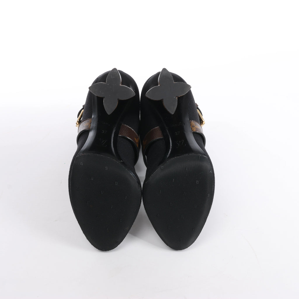 Botines Louis Vuitton Silhouette Lines de charol en negro BR0137, talla 37.5 EU
