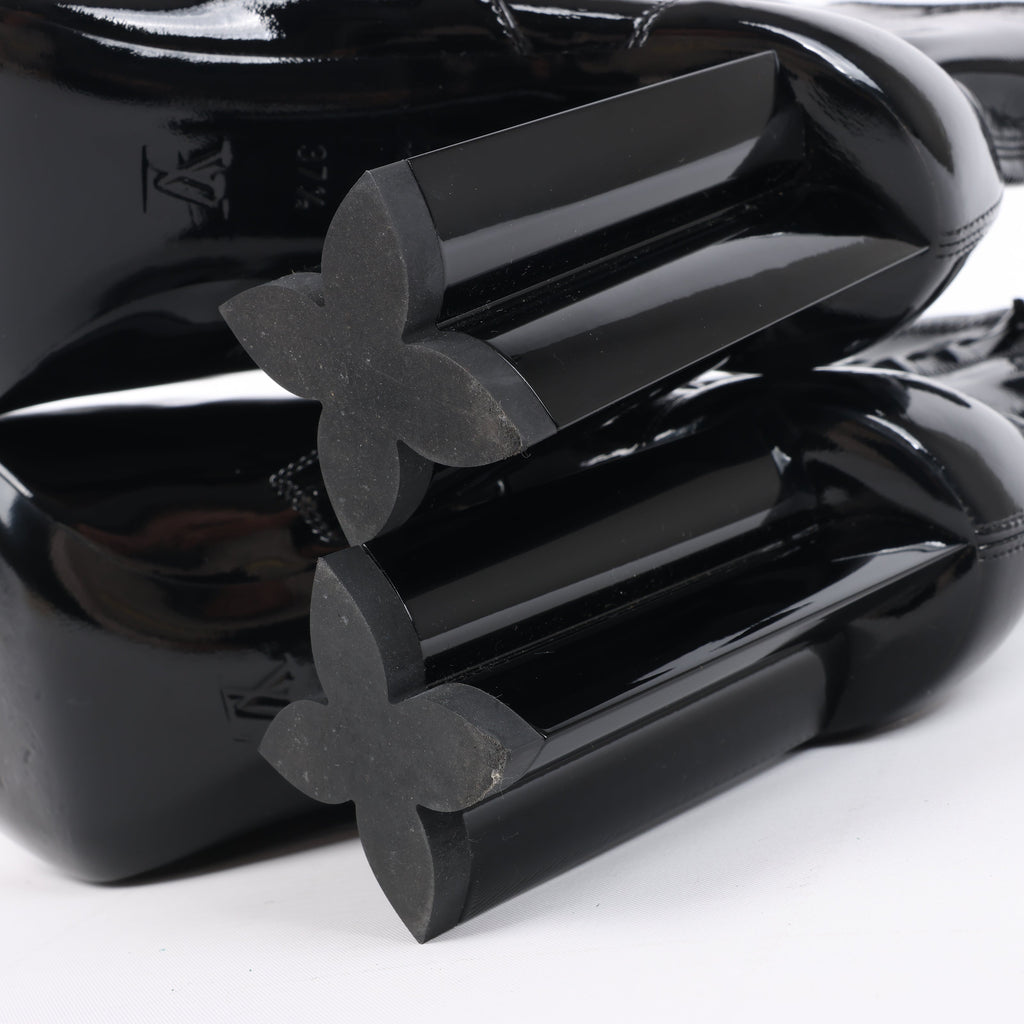 Louis Vuitton Silhouette Lines Patent Leather Ankle Boots in Black BR0137, Size 37.5 EU