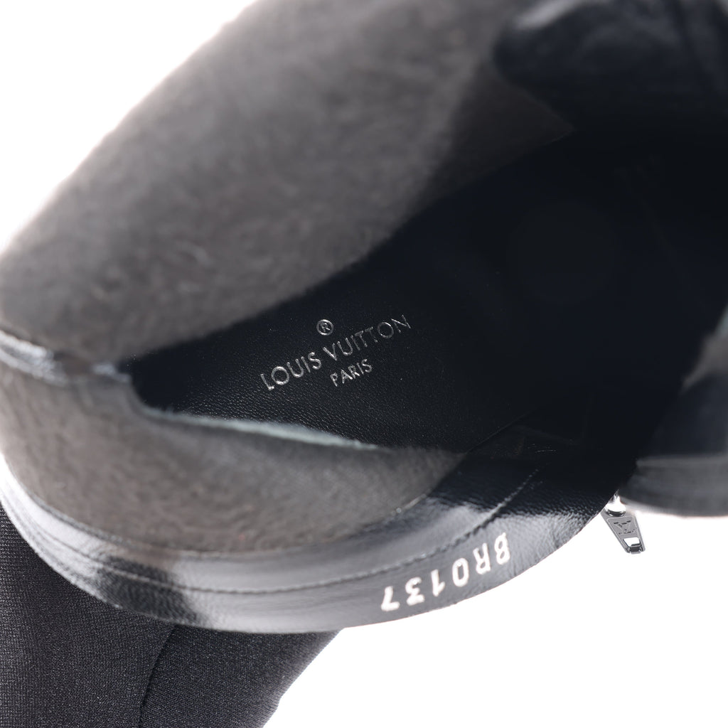 Louis Vuitton Silhouette Lines Patent Leather Ankle Boots in Black BR0137, Size 37.5 EU