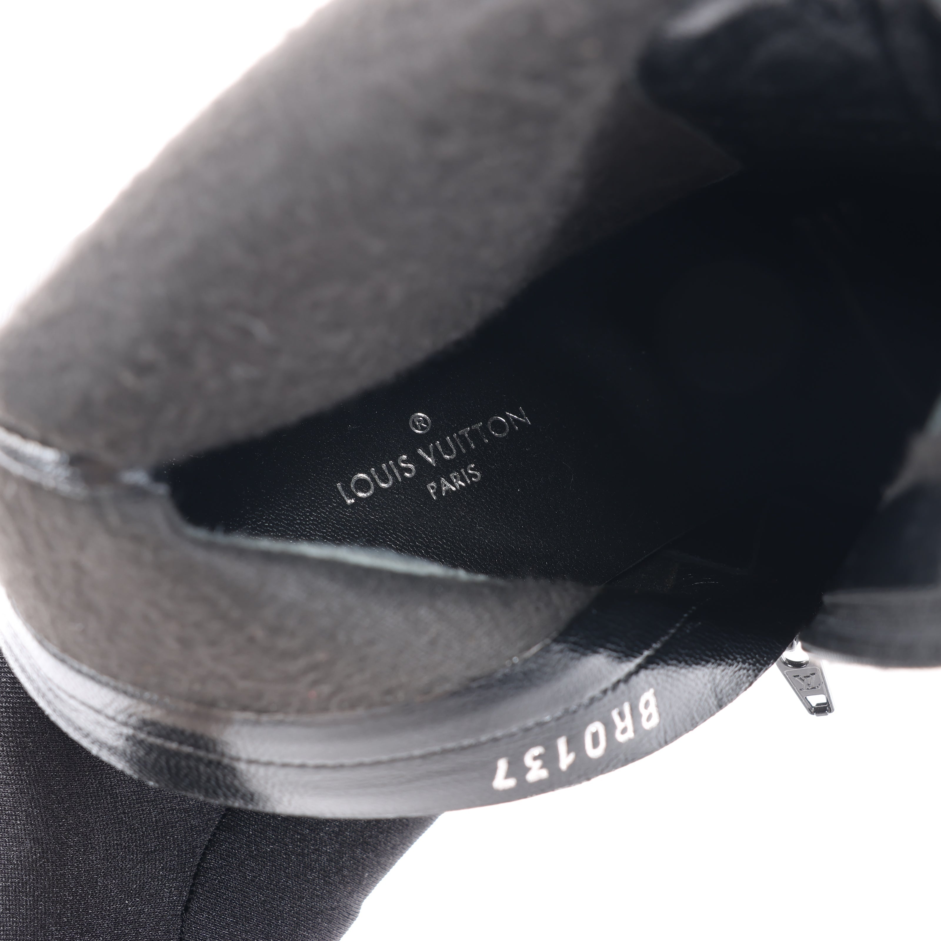 Louis Vuitton Silhouette Lines Patent Leather Ankle Boots in Black BR0137, Size 37.5 EU