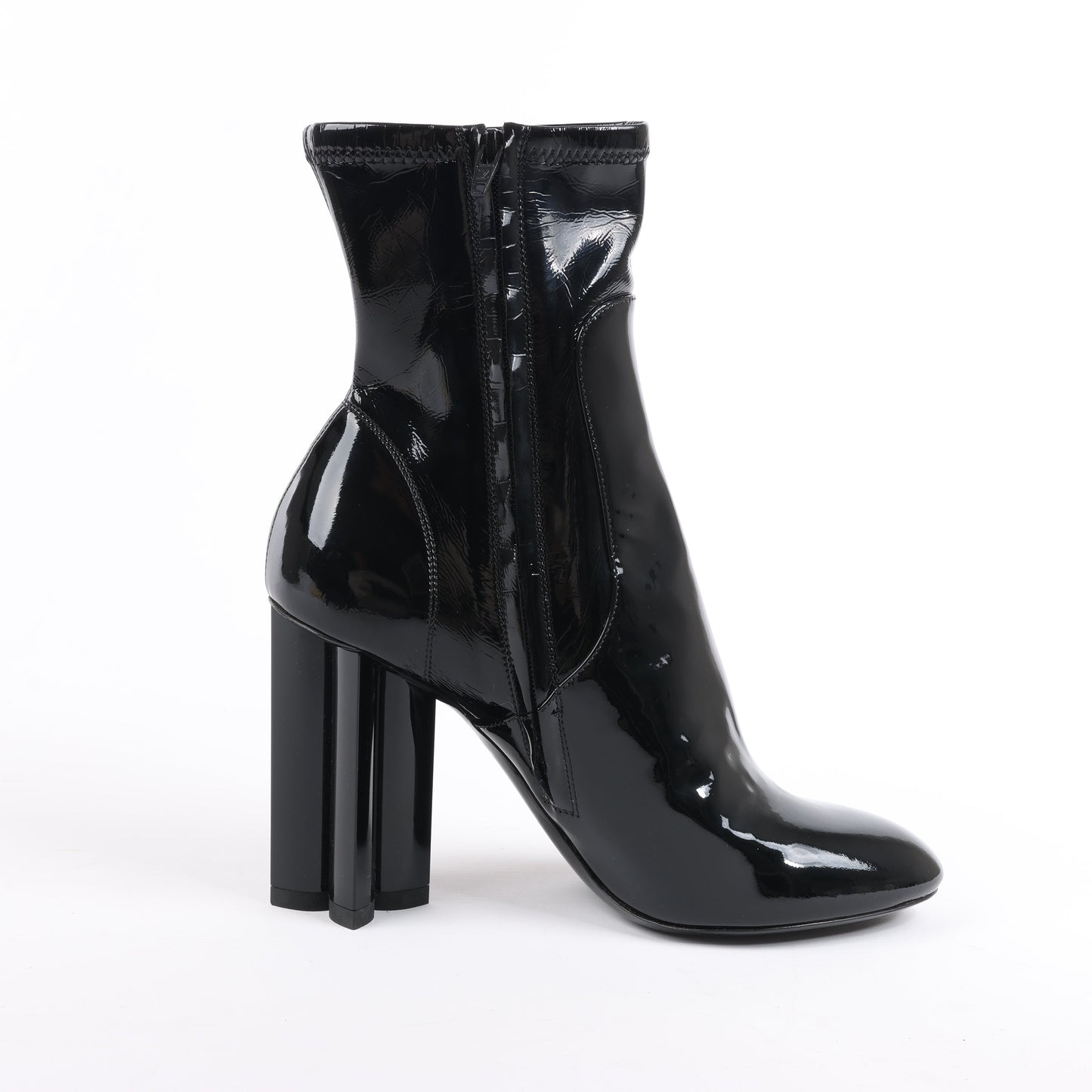 Bottines Louis Vuitton Silhouette Lines en cuir verni noir BR0137, pointure 37,5 EU