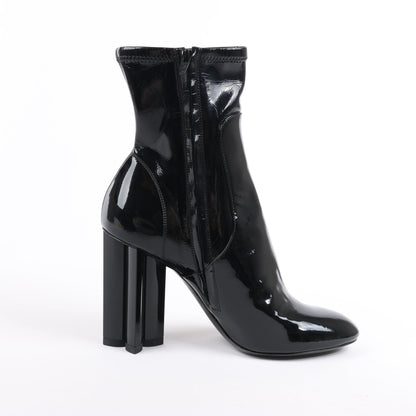 Louis Vuitton Silhouette Lines Patent Leather Ankle Boots in Black BR0137, Size 37.5 EU