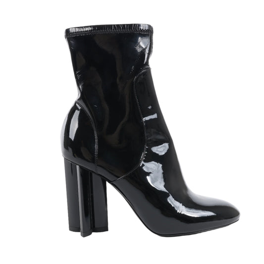 Louis Vuitton Silhouette Lines Patent Leather Ankle Boots in Black BR0137, Size 37.5 EU
