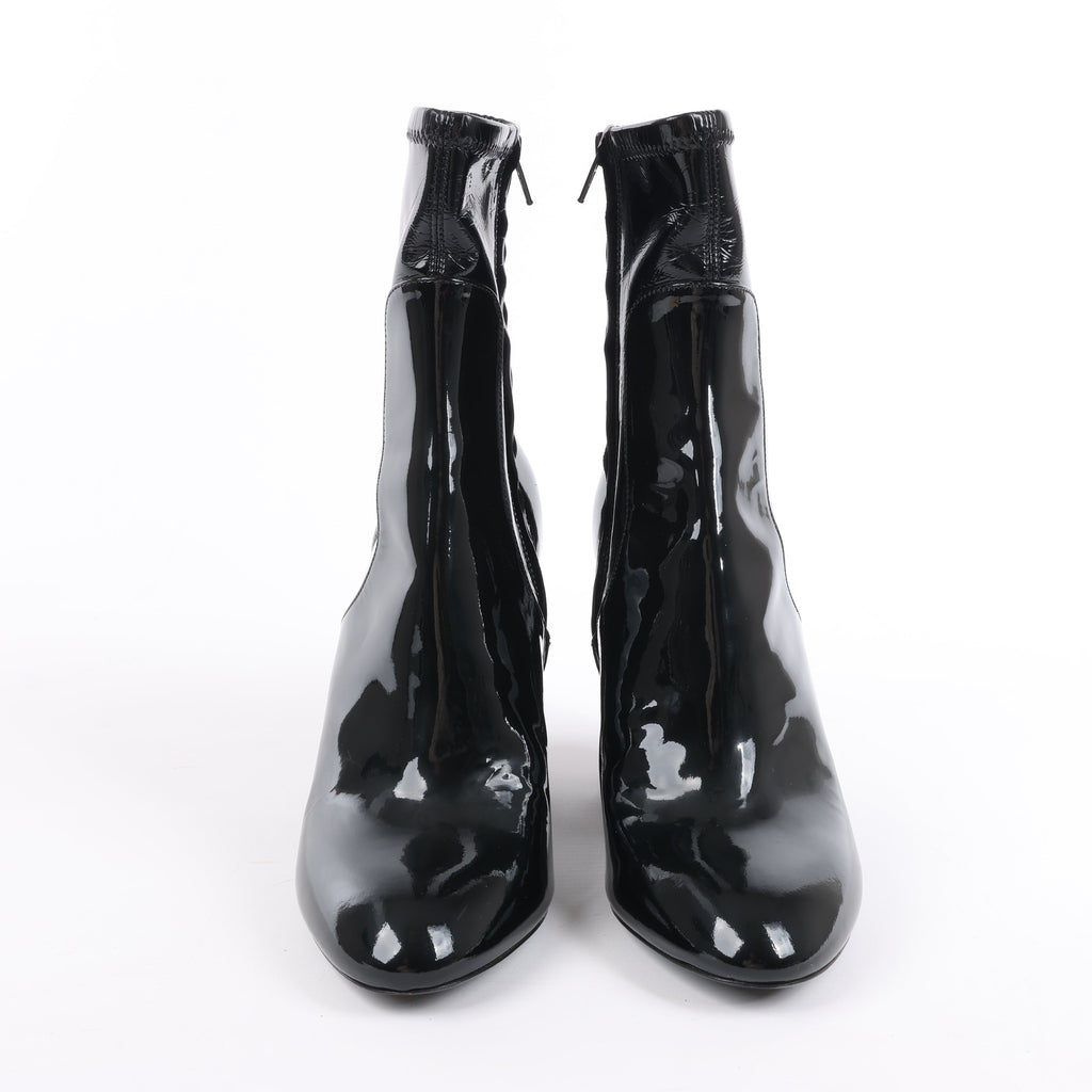 Louis Vuitton Silhouette Lines Patent Leather Ankle Boots in Black BR0137, Size 37.5 EU