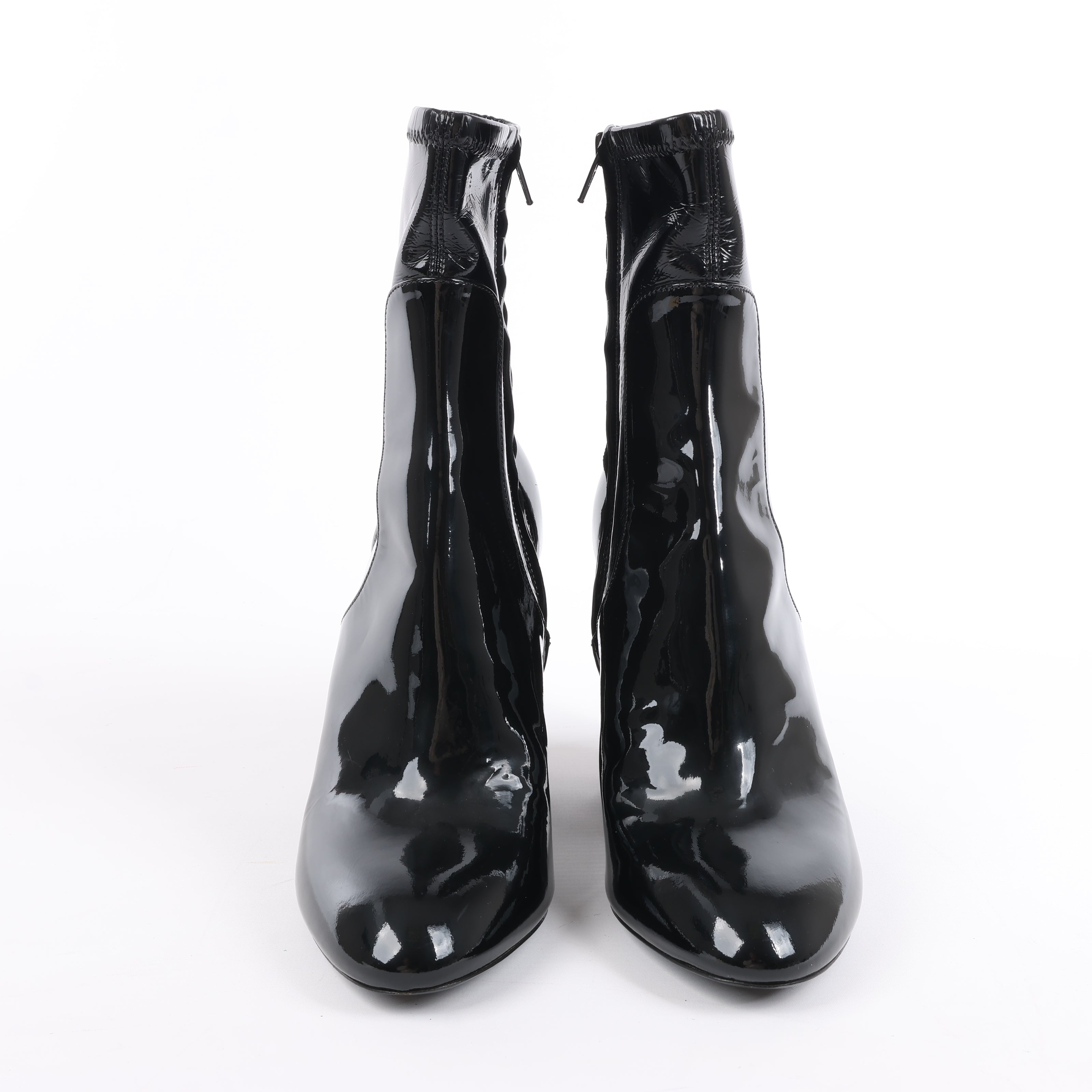 Louis Vuitton Silhouette Lines Patent Leather Ankle Boots in Black BR0137, Size 37.5 EU