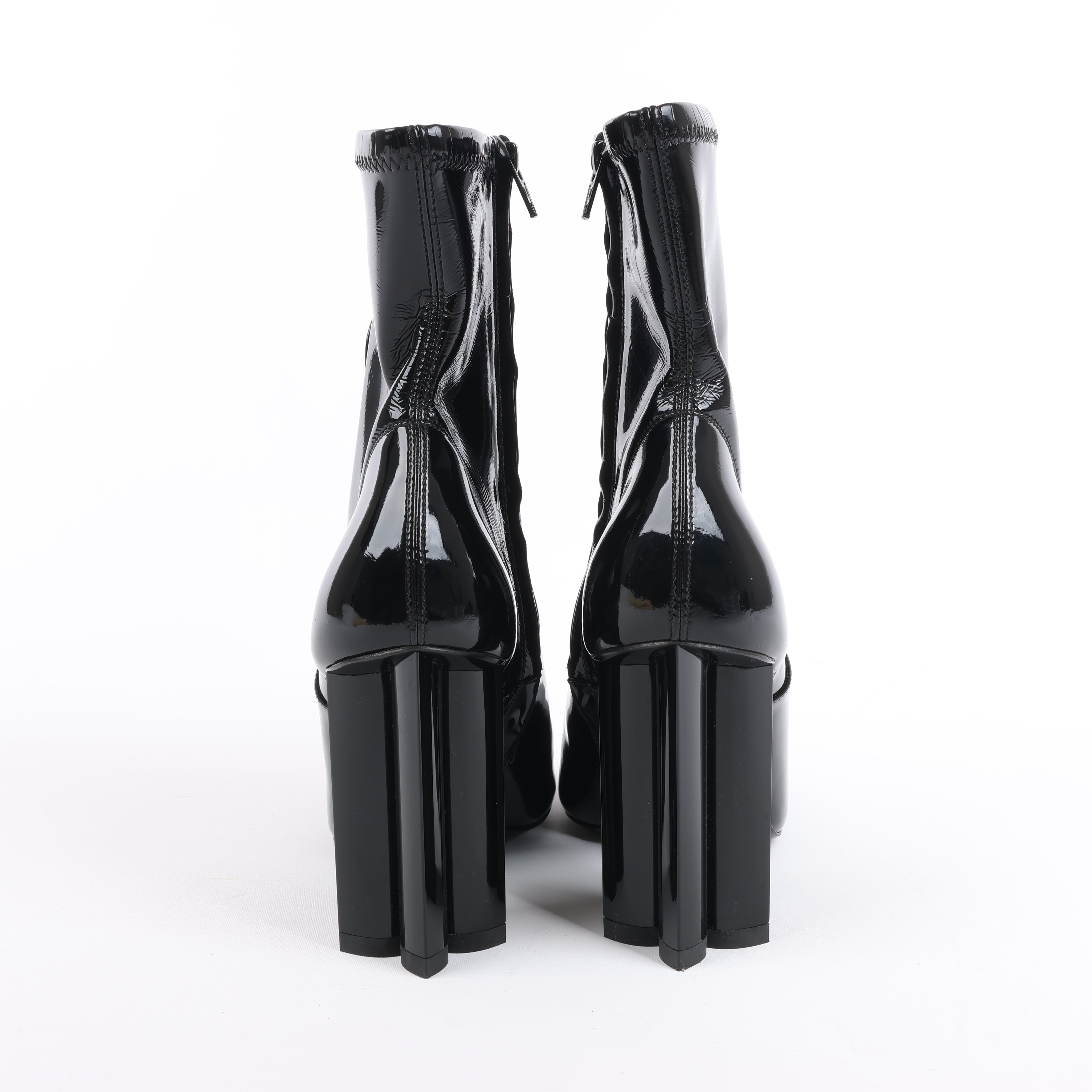 Louis Vuitton Silhouette Lines Patent Leather Ankle Boots in Black BR0137, Size 37.5 EU