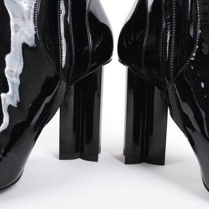 Louis Vuitton Silhouette Lines Patent Leather Ankle Boots in Black BR0137, Size 37.5 EU