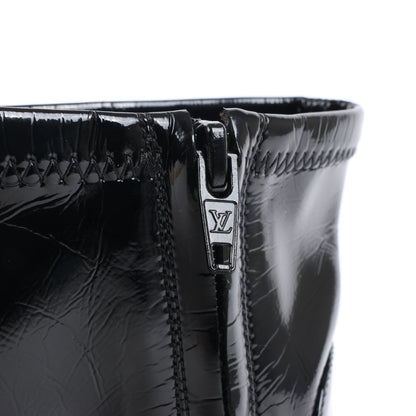 Louis Vuitton Silhouette Lines Patent Leather Ankle Boots in Black BR0137, Size 37.5 EU