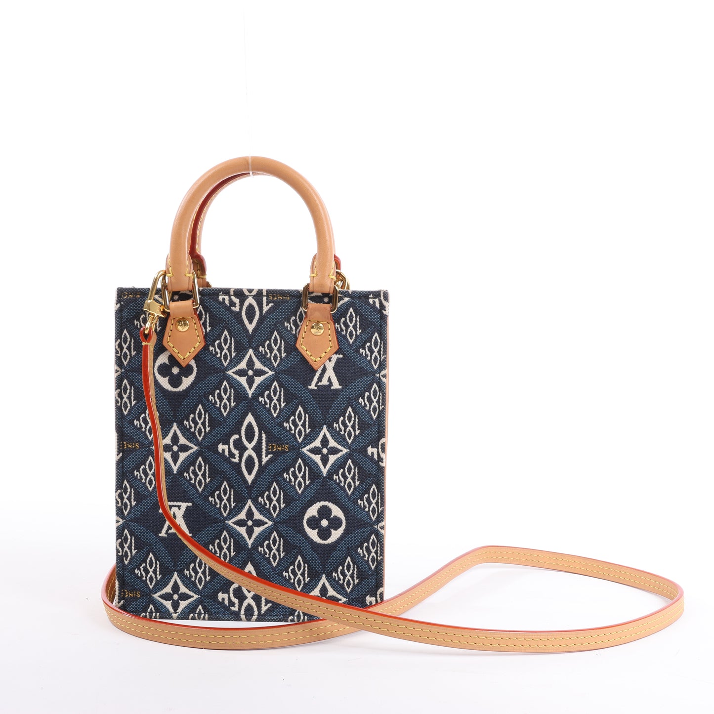 Louis Vuitton Since1854 Petit Sac Plat 2Way Handtasche Blau x Beige M80288