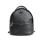 Louis Vuitton Monogram Empreinte Sorbonne Backpack M44016 in black grained leather with embossed monogram pattern, featuring a rounded top, front zip pocket, gold-tone hardware, and top handle, photographed against a white background.