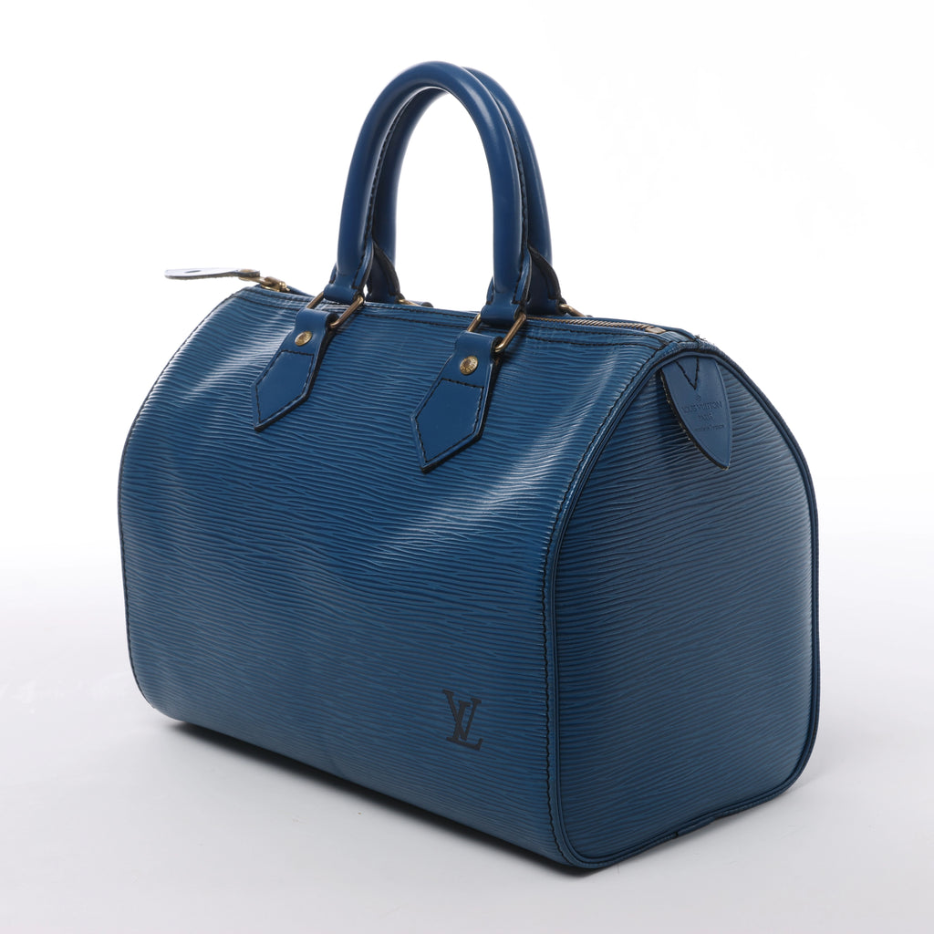 Bolso de mano Louis Vuitton Speedy 25 de cuero Epi en azul M43015
