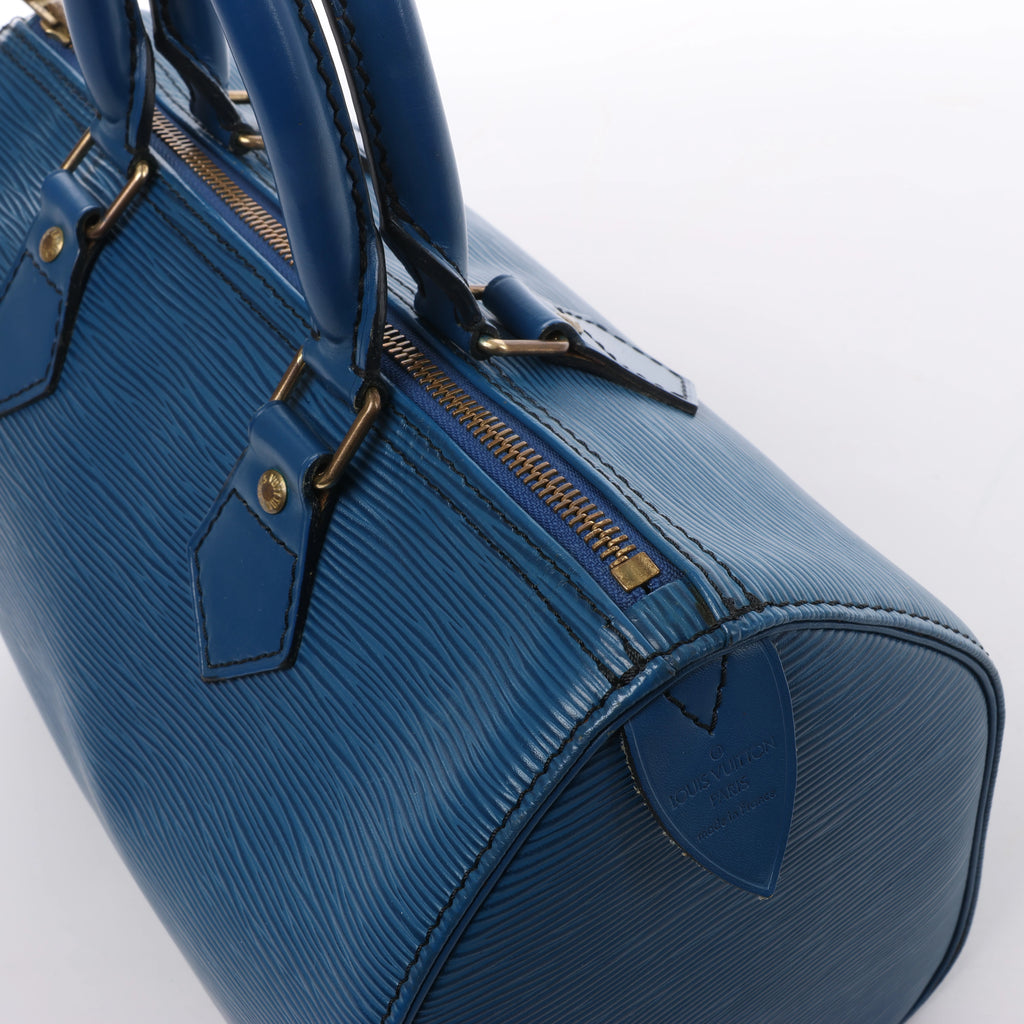 Bolso de mano Louis Vuitton Speedy 25 de cuero Epi en azul M43015