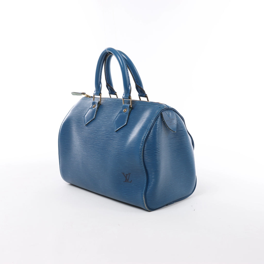 Bolso de mano Louis Vuitton Speedy 25 de cuero Epi en azul M43015