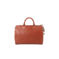 Brown Louis Vuitton Speedy 30 Epi leather handbag with top handles, zip-top closure, and hanging padlock hardware.