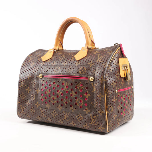 Louis Vuitton Monogram Perforated Speedy 30 Handbag in Brown x Pink M95180