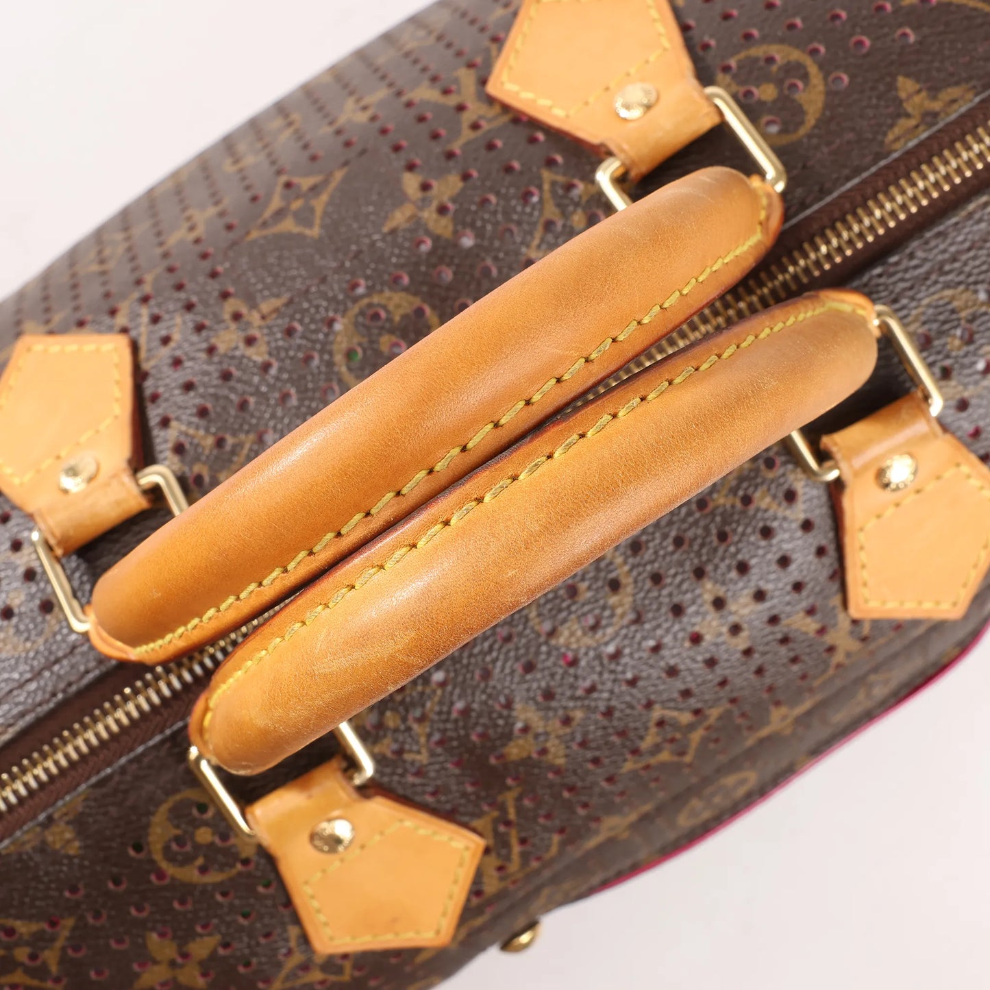 Louis Vuitton Monogram Perforated Speedy 30 Handbag in Brown x Pink M95180