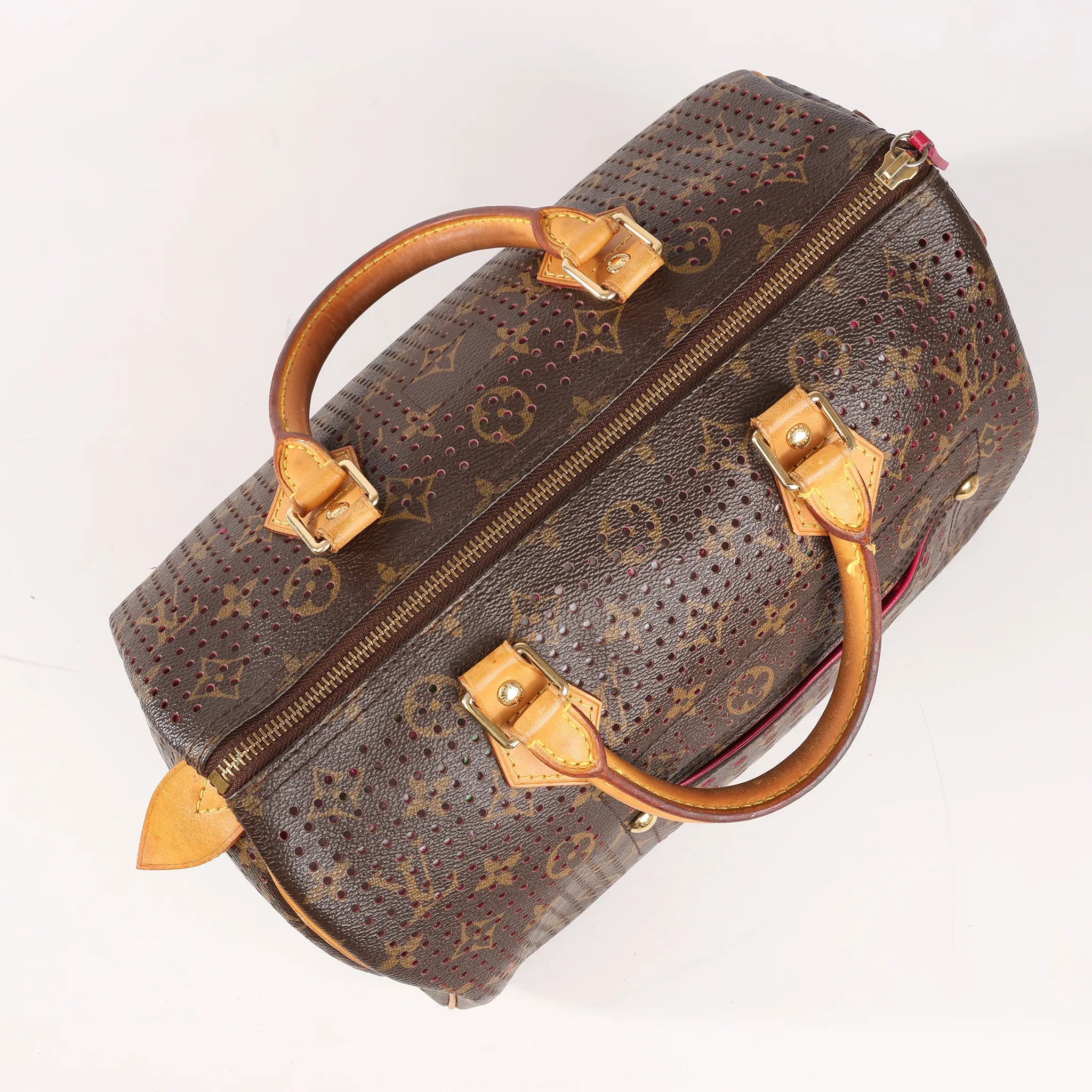 Louis Vuitton Monogram Perforated Speedy 30 Handbag in Brown x Pink M95180
