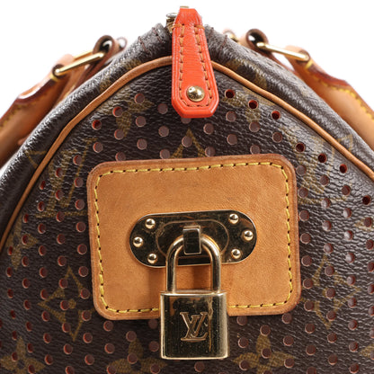 Louis Vuitton Speedy 30 Monogram Perforated Handbag in Brown x Red M95182
