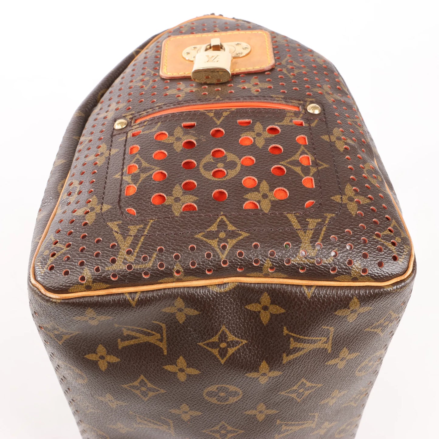 Louis Vuitton Speedy 30 Monogram Perforated Handbag in Brown x Red M95182