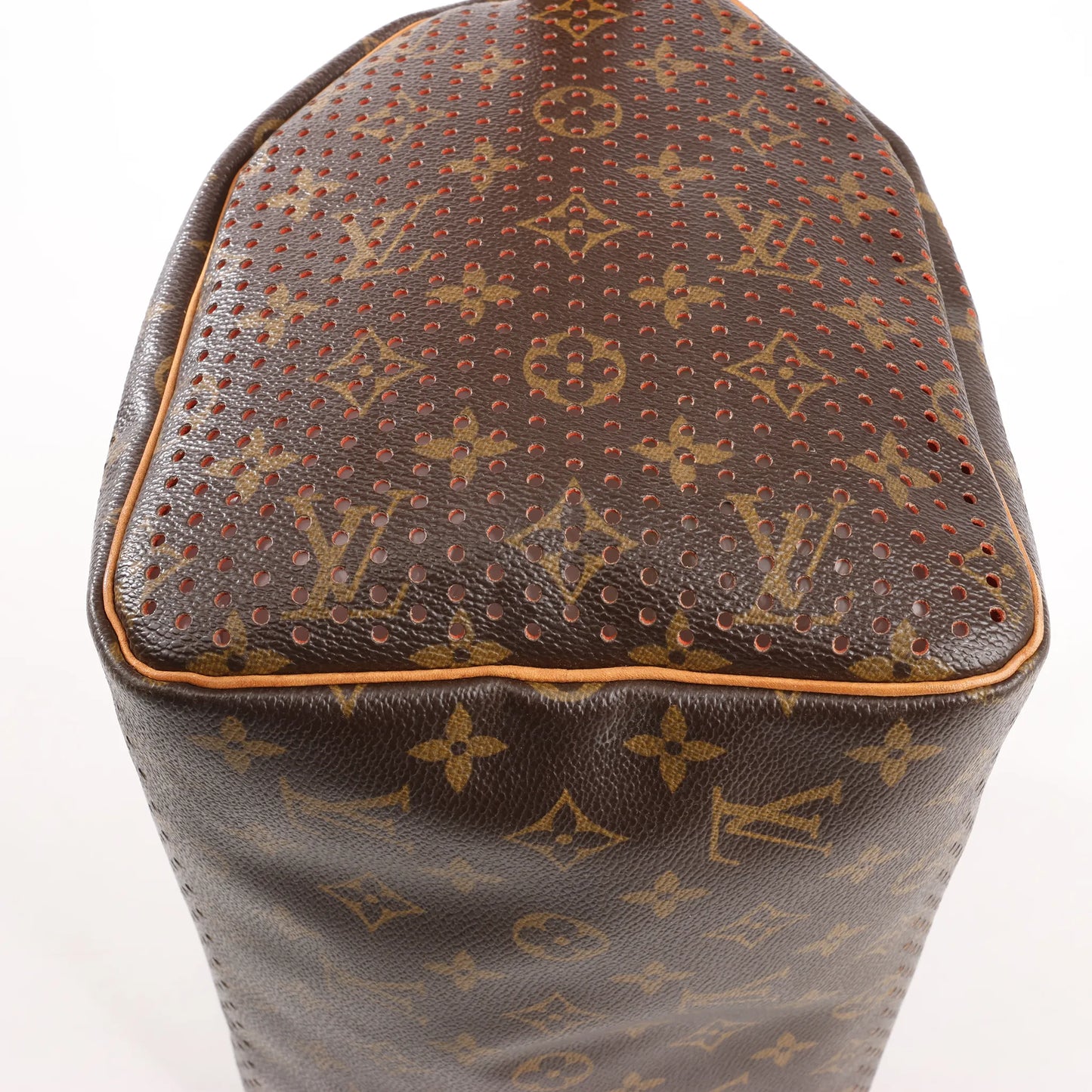 Louis Vuitton Speedy 30 Monogram Perforated Handbag in Brown x Red M95182