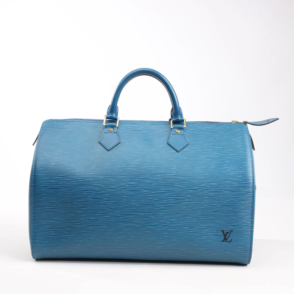 Louis Vuitton Epi Leather Speedy 35 Handbag in Blue M42995