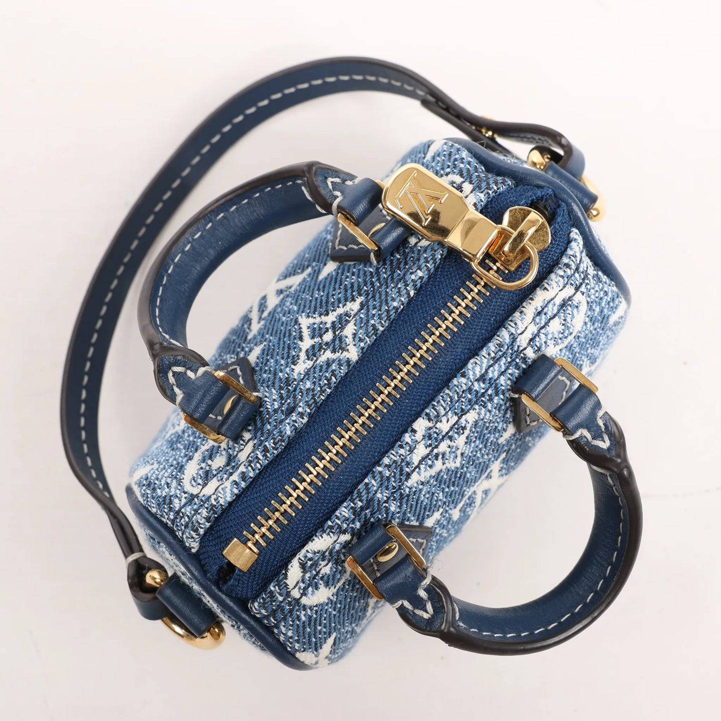 Louis Vuitton Speedy Micro Monogram Denim Handtasche in Blau