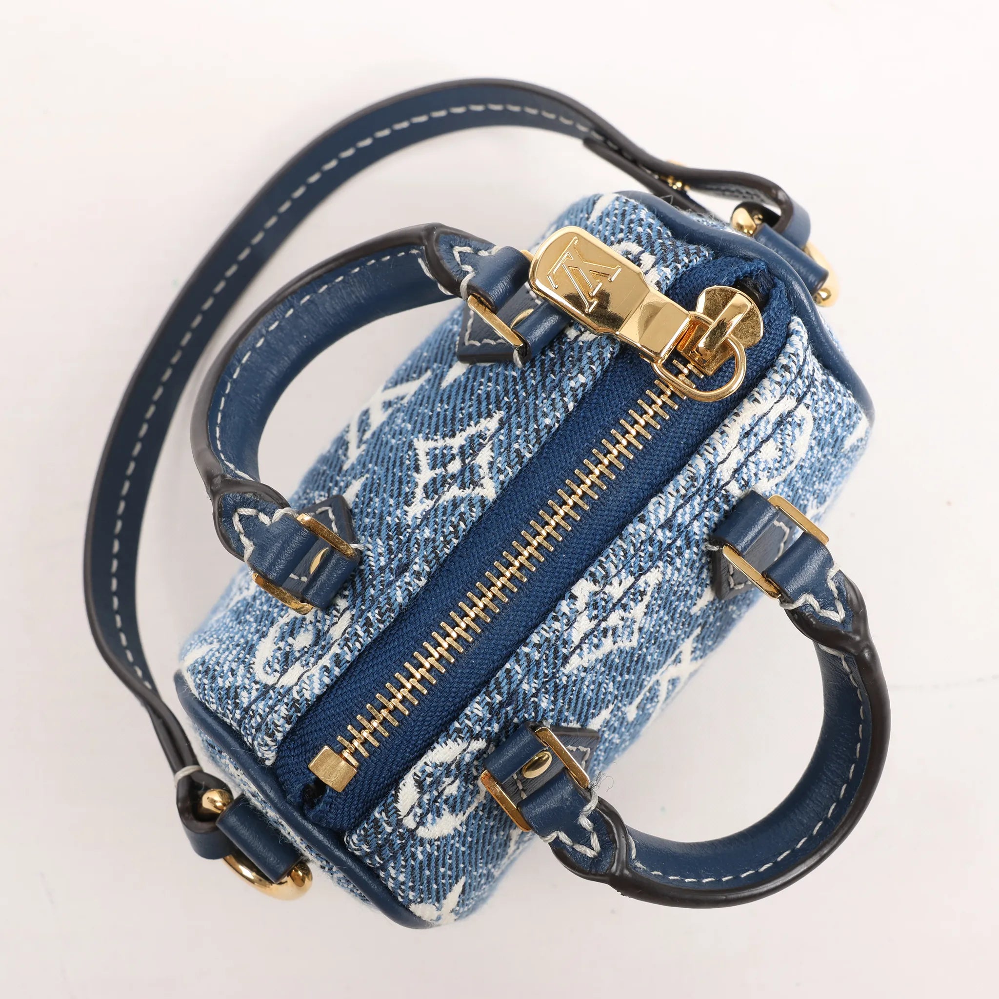 Louis Vuitton Speedy Micro Monogram Denim Handbag in Blue