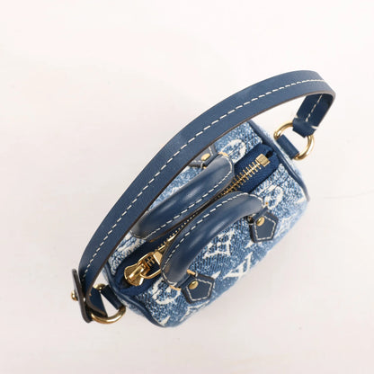 Louis Vuitton Speedy Micro Monogram Denim Handtasche in Blau